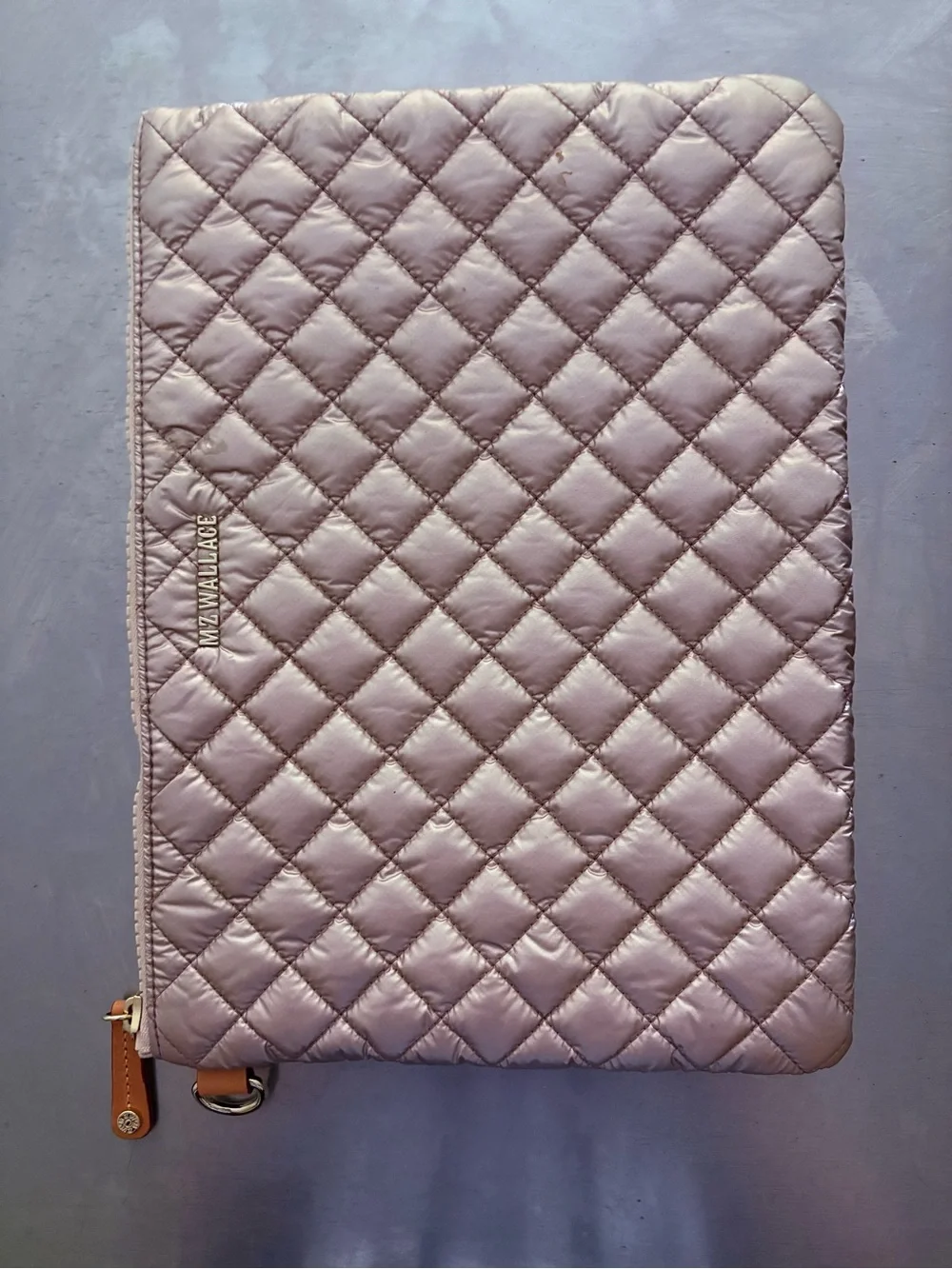 MZ Wallace Quilted Rose Gold Pouch perfect for laptop 13x10” never used - Picture 3 of 5